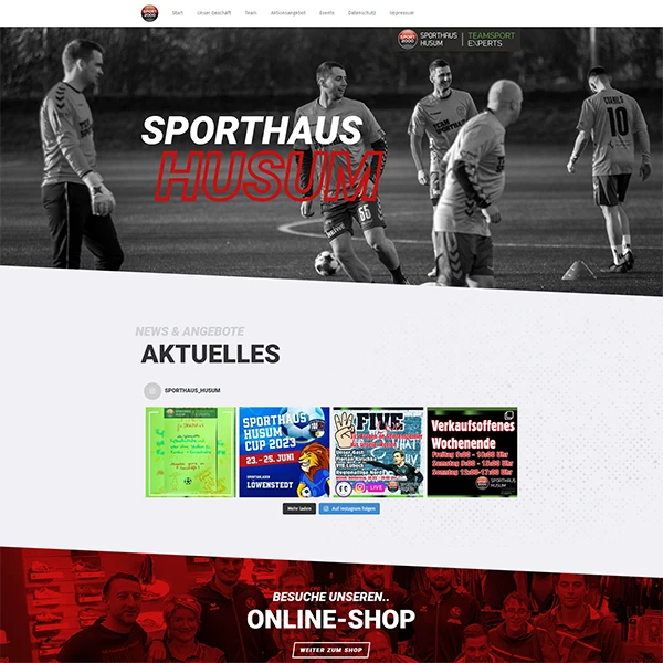 Webseite vom Sporthaus Husum